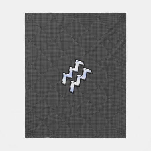 アクエリアス〔占星術の〕十二宮図標識炭素繊維スタイル フリースブランケット (正面)