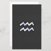 アクエリアス〔占星術の〕十二宮図標識炭素繊維スタイル 便箋 (正面/裏面)