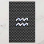 アクエリアス〔占星術の〕十二宮図標識炭素繊維スタイル 便箋 (正面)