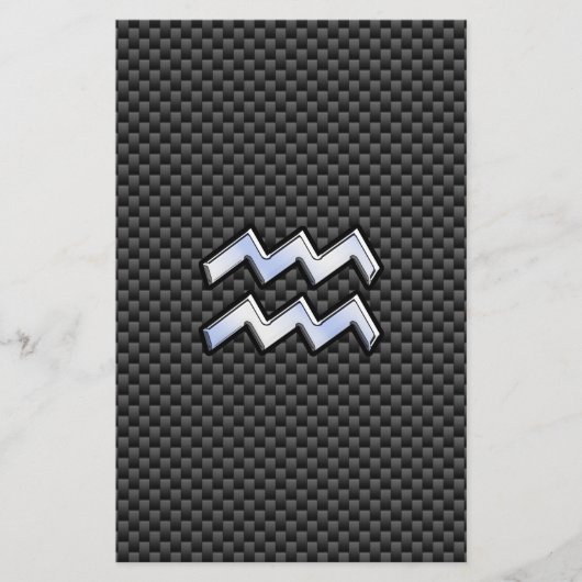 アクエリアス〔占星術の〕十二宮図標識炭素繊維スタイル 便箋 (正面)