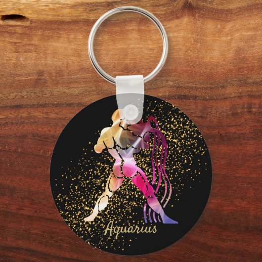 アクエリアス – 〔占星術の〕十二宮図標識 キーホルダー (正面)