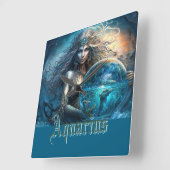 アクエリアス〔占星術の〕十二宮図標識 スクエア壁時計 (傾斜)