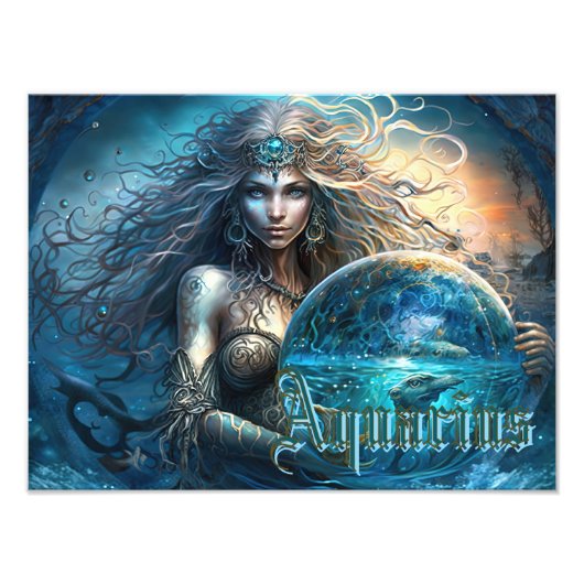 アクエリアス〔占星術の〕十二宮図標識 フォトプリント            (正面)