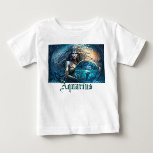 アクエリアス〔占星術の〕十二宮図標識 ベビーTシャツ (正面)
