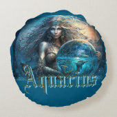 アクエリアス〔占星術の〕十二宮図標識 ラウンドクッション (裏面)