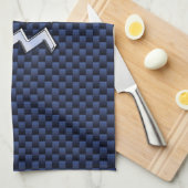 アクエリアス〔占星術の〕十二宮図王室のサインオンブルーカーボンファイバー キッチンタオル (四つ折り)