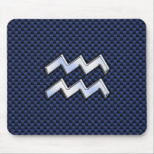 アクエリアス〔占星術の〕十二宮図王室のサインオンブルーカーボンファイバー マウスパッド (正面)