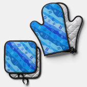 アクエリアス〔占星術の〕十二宮図記号 鍋つかみ&鍋敷きセット (正面/裏面)