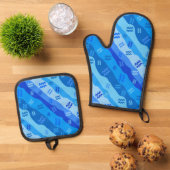 アクエリアス〔占星術の〕十二宮図記号 鍋つかみ&鍋敷きセット (トップダウン)