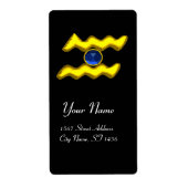 アクエリアス〔占星術の〕十二宮図誕生日ブルーサファイア ラベル (正面)