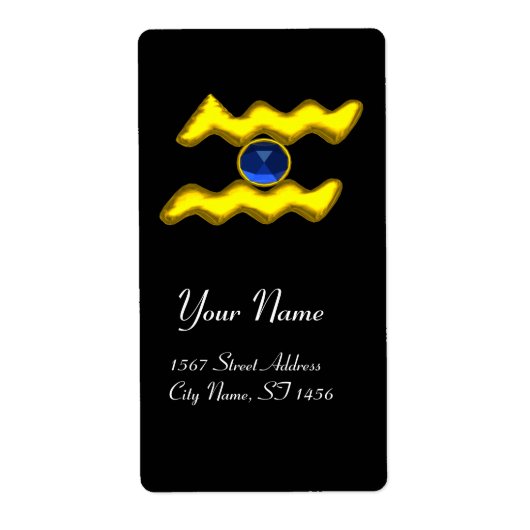 アクエリアス〔占星術の〕十二宮図誕生日ブルーサファイア ラベル (正面)