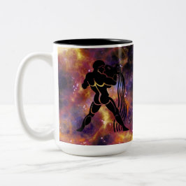 アクエリアス 星座 ギャラクシー デザイン - 占星術 ホロスコープ ツートーンマグカップ