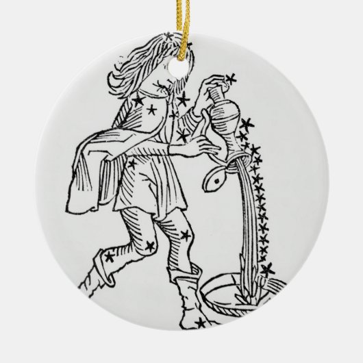 アクエリアス(水キャリア)イラストレーションからの セラミックオーナメント (正面)