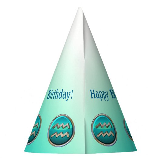 アクエリアス-水持参人の(占星術の)十二宮図の印 パーティーハット (裏面)