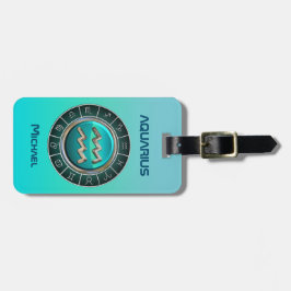 アクエリアス-水持参人の(占星術の)十二宮図の記号 ラゲッジタグ