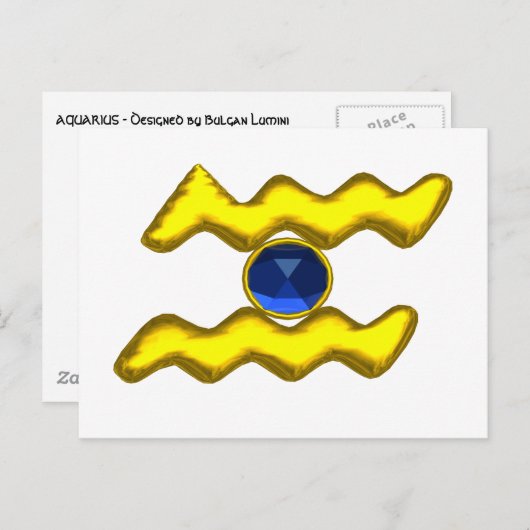 アクエリアス/金ゴールド〔占星術の〕十二宮図誕生日宝石 ポストカード (正面/裏面)