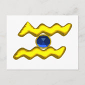 アクエリアス/金ゴールド〔占星術の〕十二宮図誕生日宝石 ポストカード (正面)