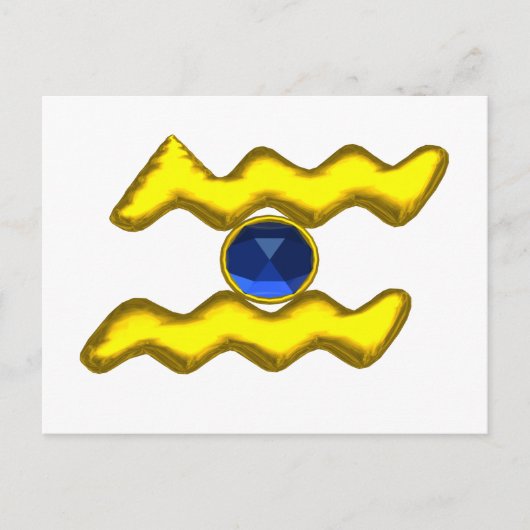 アクエリアス/金ゴールド〔占星術の〕十二宮図誕生日宝石 ポストカード (正面)