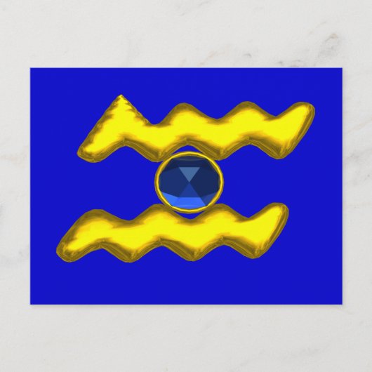 アクエリアス/金ゴールド〔占星術の〕十二宮図誕生日宝石 ポストカード (正面)