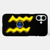 アクエリアス/金ゴールド〔占星術の〕十二宮図誕生日宝石 Case-Mate iPhoneケース (裏面 (横))