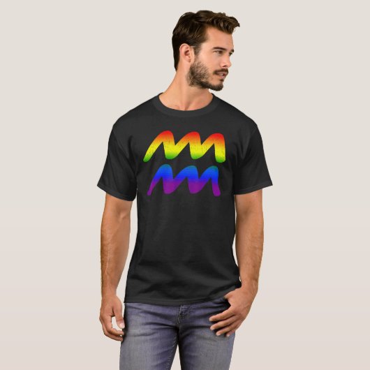 アクエリアスLGBT〔占星術の〕十二宮図サインレインボープライドゲイ Tシャツ (正面フル)