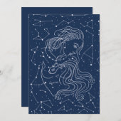 アクエリウスガール〔占星術の〕十二宮図サイン 招待状 (正面/裏面)