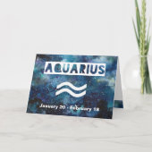 アクエリウス星占いブルーウォーターカラー銀河系誕生日 カード (正面)