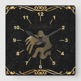 アクエリウス·ゴールデン·サイン スクエア壁時計