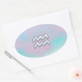 アクエリウス〔占星術の〕十二宮図シンボルオンパールナクレの母 楕円形シール (封筒)