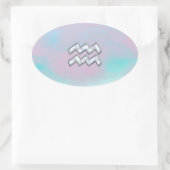 アクエリウス〔占星術の〕十二宮図シンボルオンパールナクレの母 楕円形シール (バッグ)