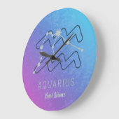 アクエリウス〔占星術の〕十二宮図スターサインウォーターカラー占星術 ラージ壁時計 (傾斜)