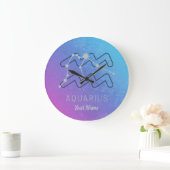 アクエリウス〔占星術の〕十二宮図スターサインウォーターカラー占星術 ラージ壁時計 (ホーム)