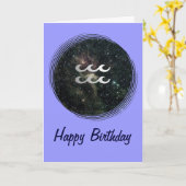 アクエリウス〔占星術の〕十二宮図スターサインユニバース誕生日 カード (黄色い花)