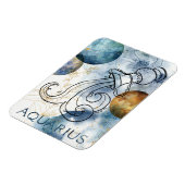 アクエリウス〔占星術の〕十二宮図ブルーブラック金ゴールド文字惑星 マグネット (左側)