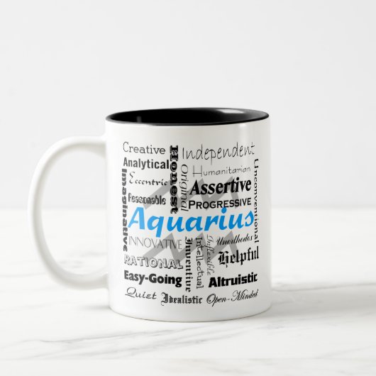 アクエリウス〔占星術の〕十二宮図占星術特性コラージュ ツートーンマグカップ (左)