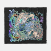 アクエリウス〔占星術の〕十二宮図 フリースブランケット (正面(横))