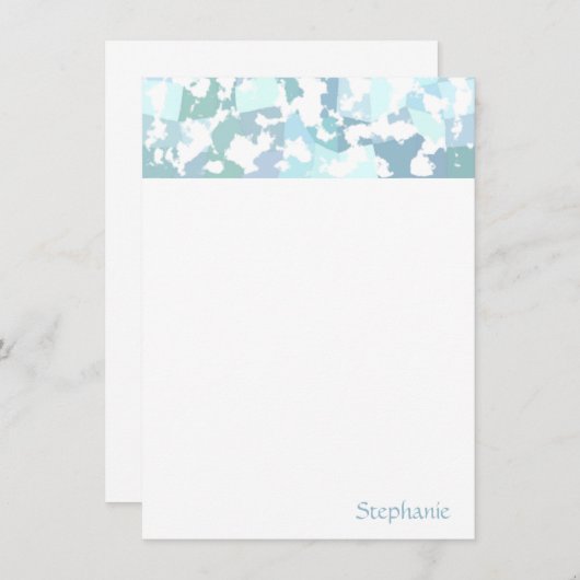 アクエレガントアグレーと白の抽象芸術幾何学 ノートカード (正面/裏面)