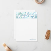 アクエレガントアグレーと白の抽象芸術幾何学 ノートカード (正面/裏面インサイチュ)