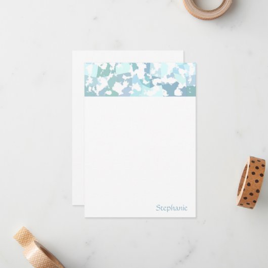 アクエレガントアグレーと白の抽象芸術幾何学 ノートカード (正面/裏面インサイチュ)