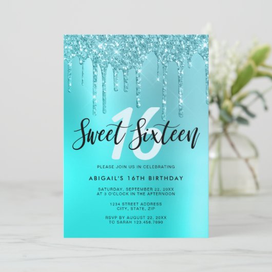 アクエレガントアミントグリッターsweet sixteen 招待状 (スタンド正面)