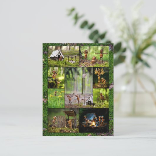 アクオ最高のン小妖精や小人キャンプの写真モザイク後交差 ポストカード (スタンド正面)