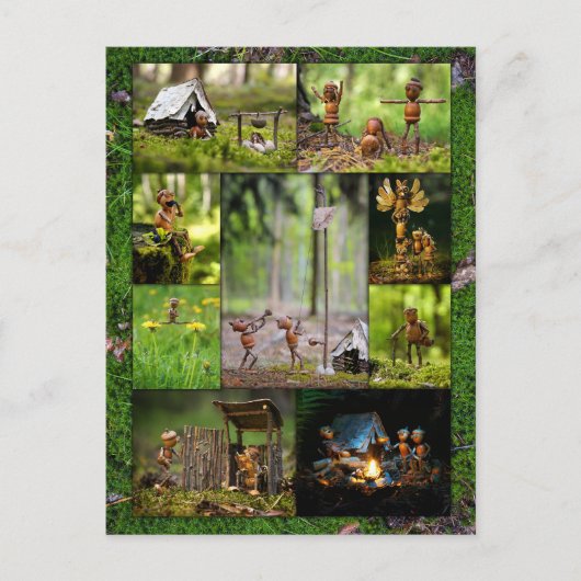 アクオ最高のン小妖精や小人キャンプの写真モザイク後交差 ポストカード (正面)