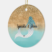 アクガーリーアウォーターカラー金ゴールドグリッターマーメイド   セラミックオーナメント (左)