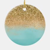 アクガーリーアウォーターカラー金ゴールドグリッターマーメイド   セラミックオーナメント (裏面)