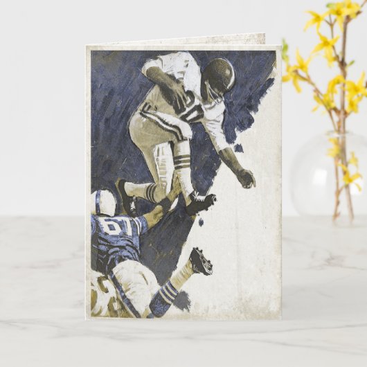 アクションいっぱいのフットボールのプリントが付いている挨拶状 カード (黄色い花)