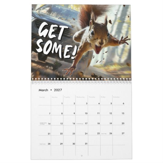 アクションおもしろいリスのカレンダー2025 "Get Some" カレンダー (3月 2027)