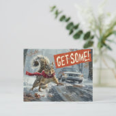 アクションおもしろいリスのポストカード「Get Some」 ポストカード (スタンド正面)