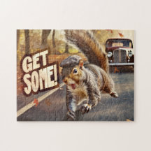アクションおもしろいリスJigsawパズル「Get Some」