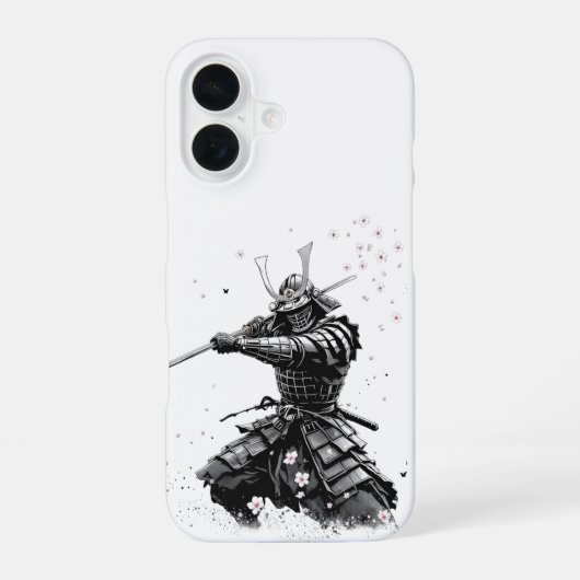 アクションするサムライ戦士 日本の美術 陶芸 iPhone 16ケース (裏面)
