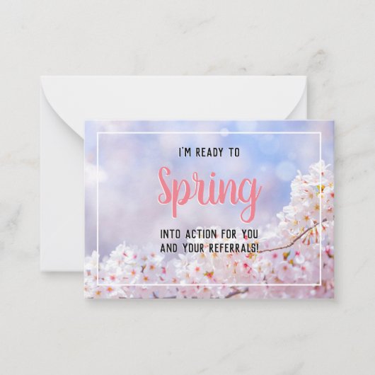アクションへの春の準備完了マーケティング ノートカード (正面)